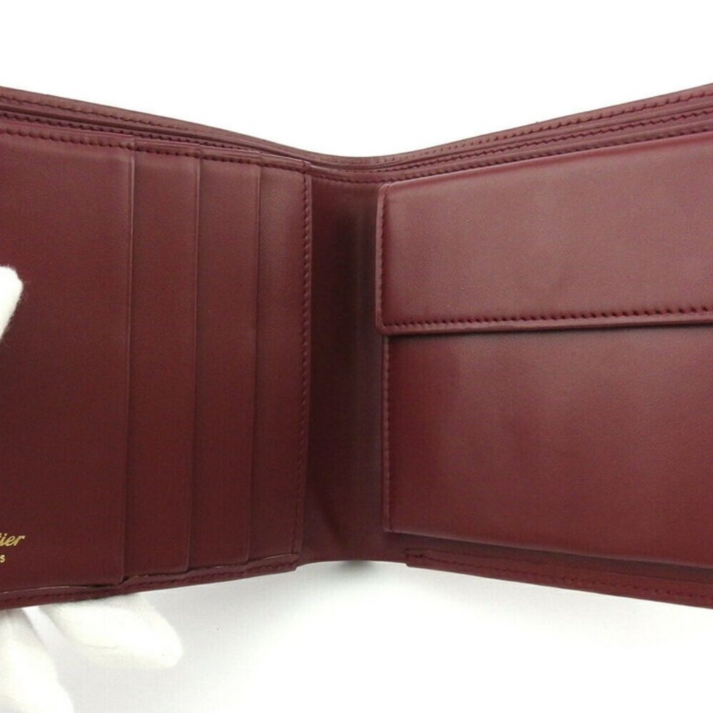 Authentic Cartier Wallets Mast Line Bordeaux Leat… - image 5